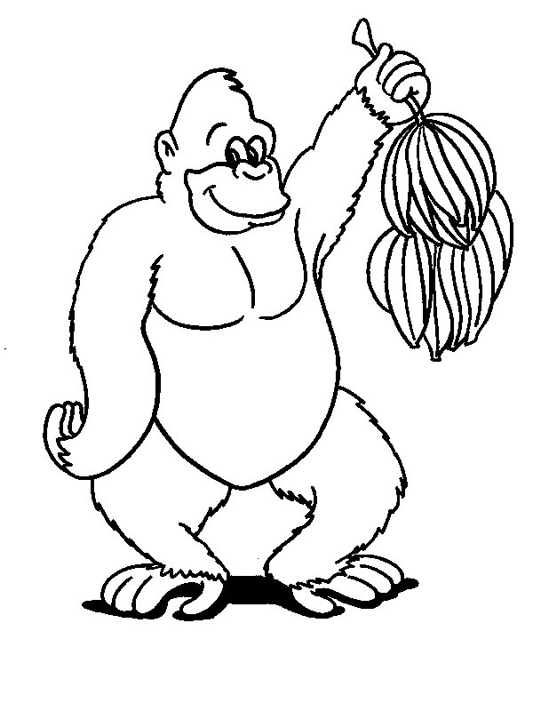 Dibujo de mono con plátanos para Colorear