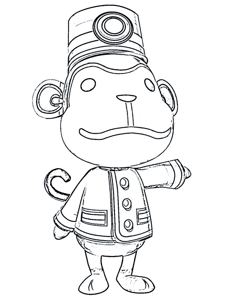 Dibujo de Mono Portero Animal Crossing para Colorear Dibujo de Mono Portero Animal Crossing para Colorear