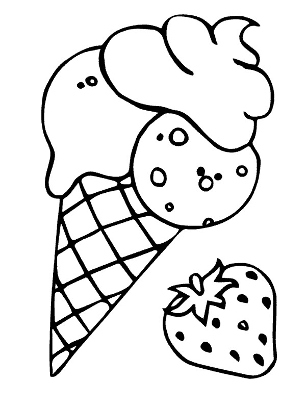 Dibujo de Helado de fresa para Colorear Dibujo de Helado de fresa para Colorear