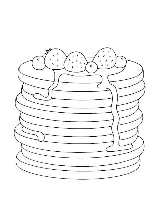 Dibujo de Panqueques de fresa para Colorear Dibujo de Panqueques de fresa para Colorear