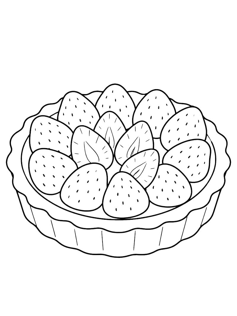 Dibujo de Tarta de fresas para Colorear Dibujo de Tarta de fresas para Colorear