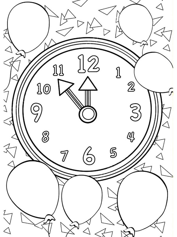 Dibujo de Cuenta atrás para Nochevieja para Colorear Dibujo de Cuenta atrás para Nochevieja para Colorear