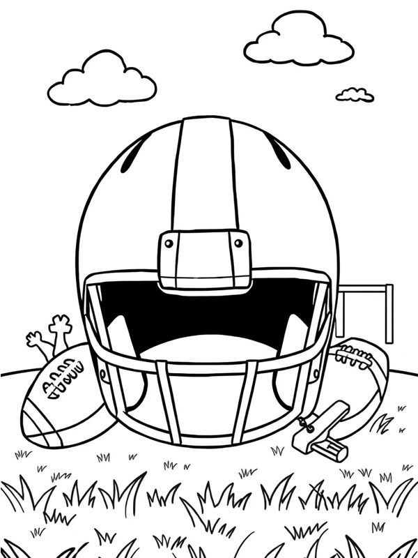 Dibujo de Casco de fútbol americano para Colorear Dibujo de Casco de fútbol americano para Colorear