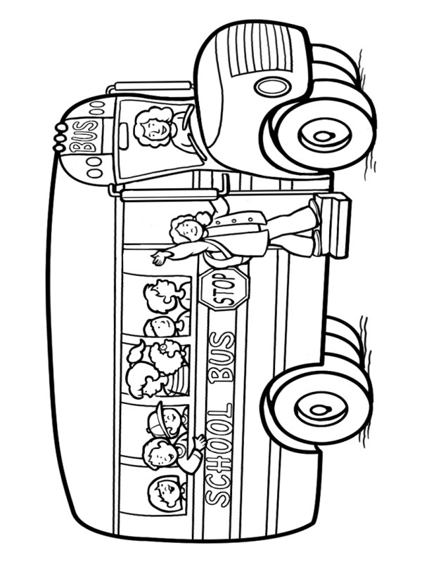 Dibujo de autobús escolar americano para Colorear