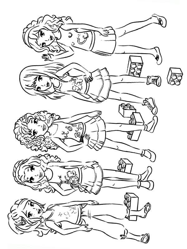 Dibujo de Andrea, Emma, Mia, Olivia y Stephanie Amigas de Lego para Colorear Dibujo de Andrea, Emma, Mia, Olivia y Stephanie Amigas de Lego para Colorear