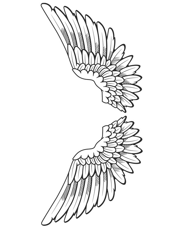 Dibujo de tatuaje de alas de angel para Colorear