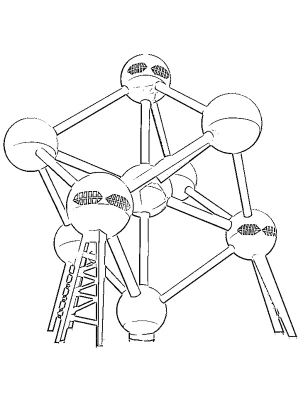 Dibujo de Atomium para Colorear Dibujo de Atomium para Colorear