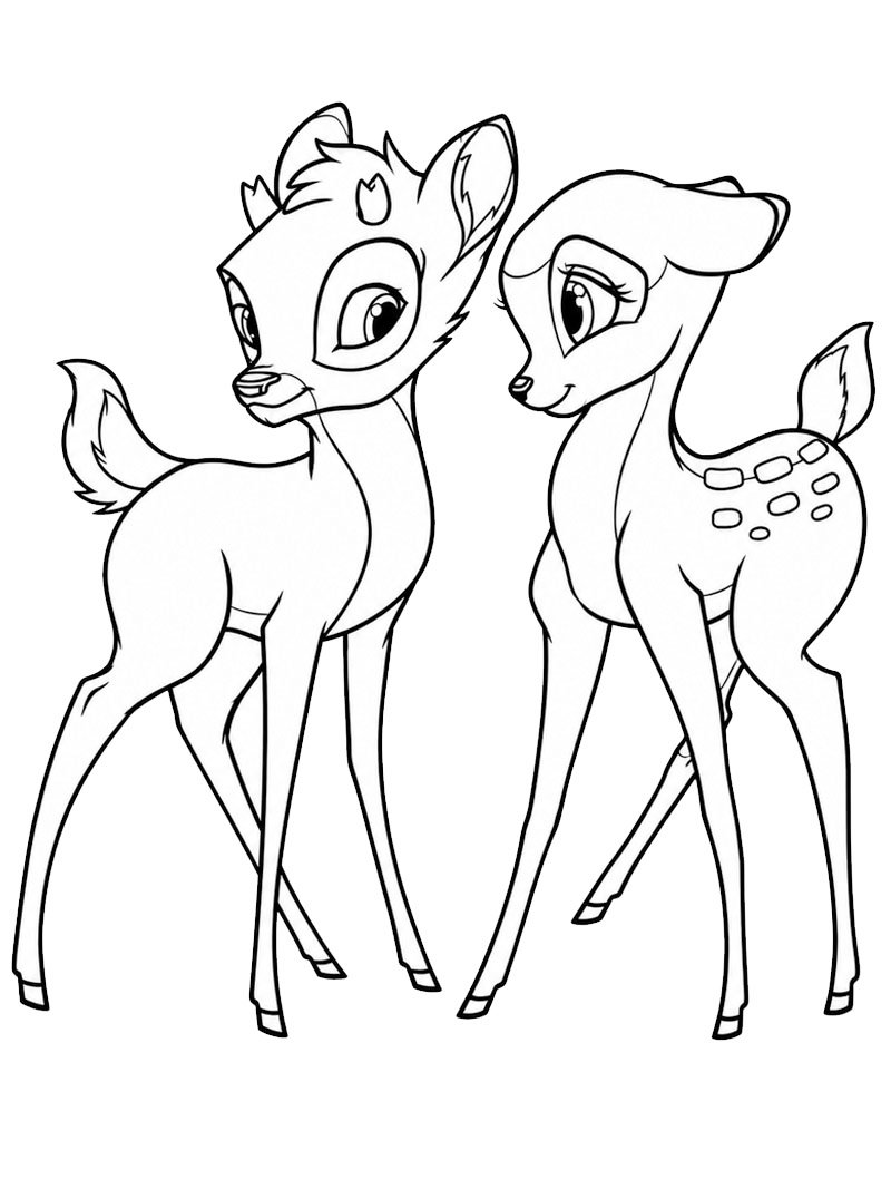 Dibujo de Bambi y Faline para Colorear Dibujo de Bambi y Faline para Colorear