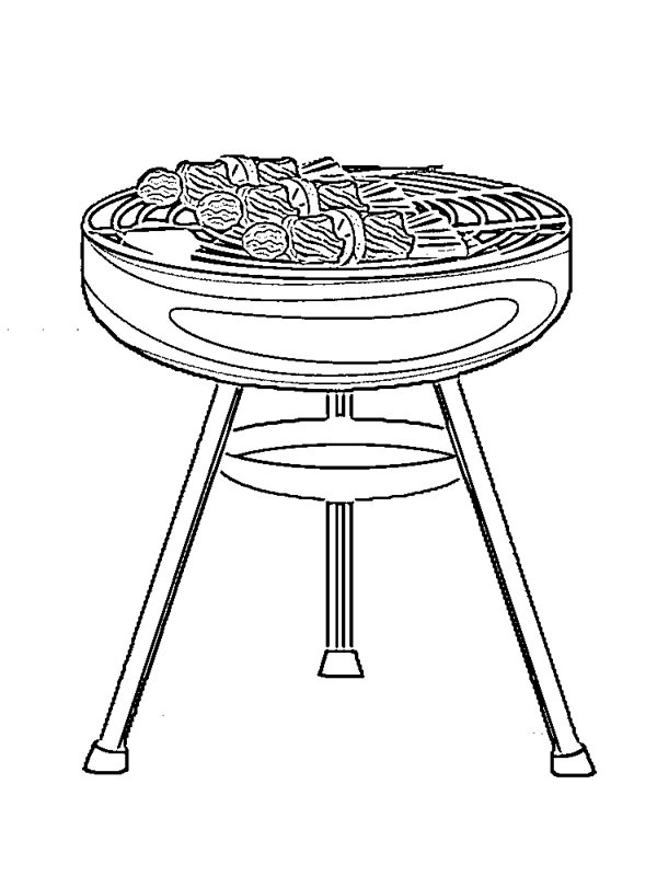 Dibujo de Barbacoa con carne para Colorear