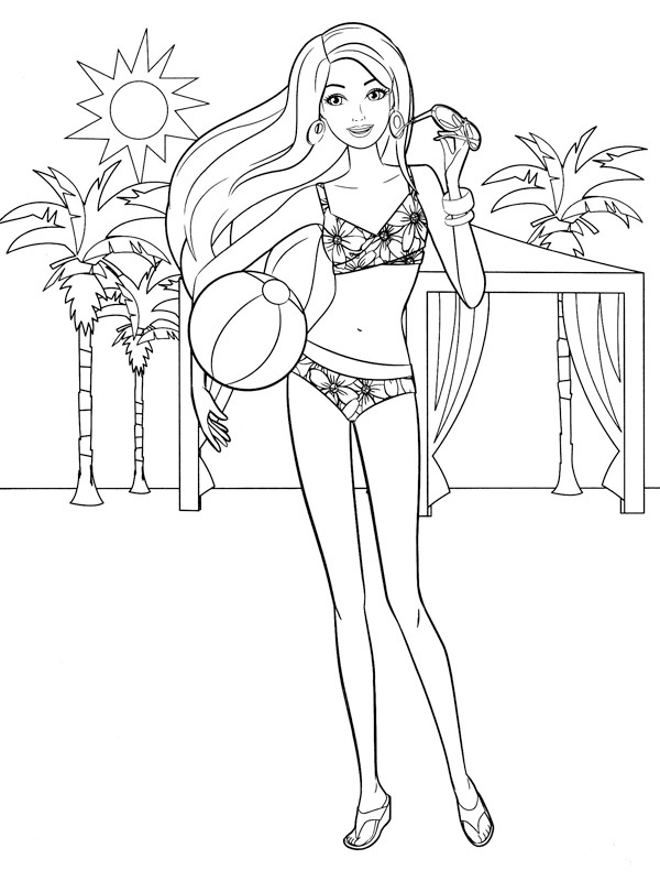 Dibujo de Barbie en bikini para Colorear