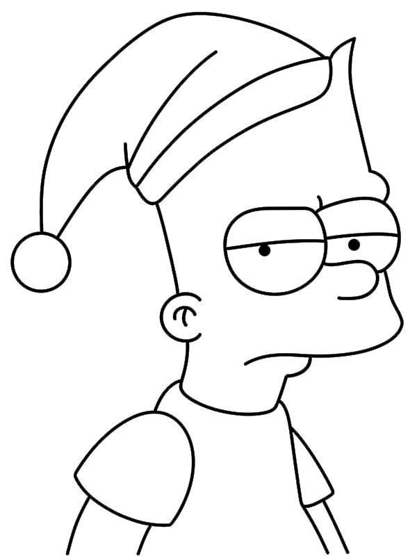 Dibujo de Bart Simpson con gorro de Papá Noel para Colorear Dibujo de Bart Simpson con gorro de Papá Noel para Colorear