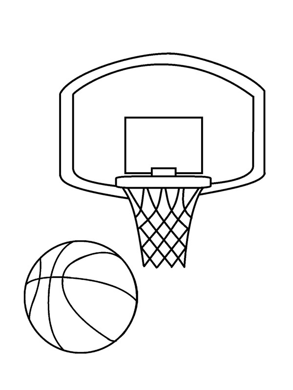 Dibujo de Canasta de baloncesto con balón para Colorear Dibujo de Canasta de baloncesto con balón para Colorear