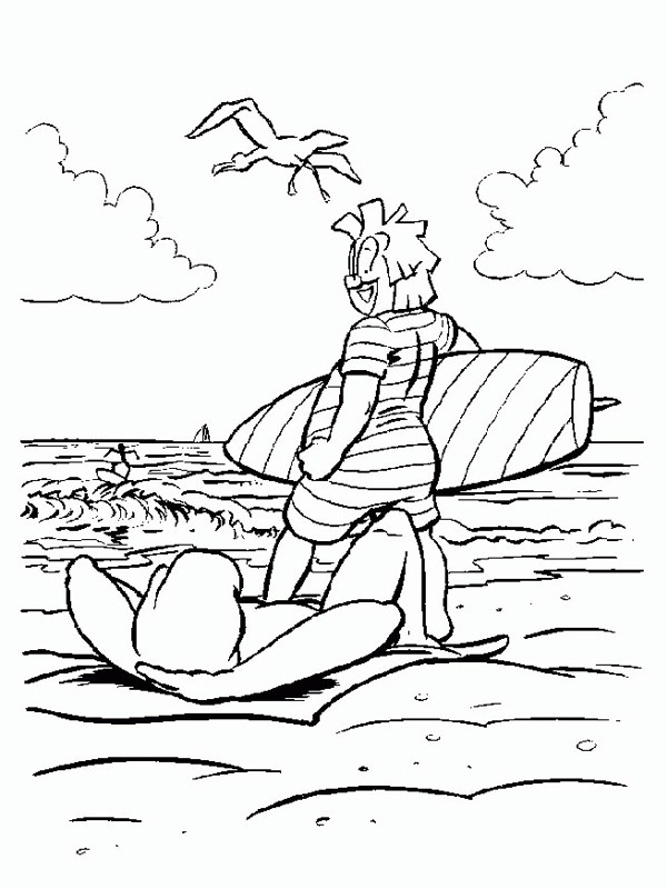 Dibujo de bassie en la playa para Colorear