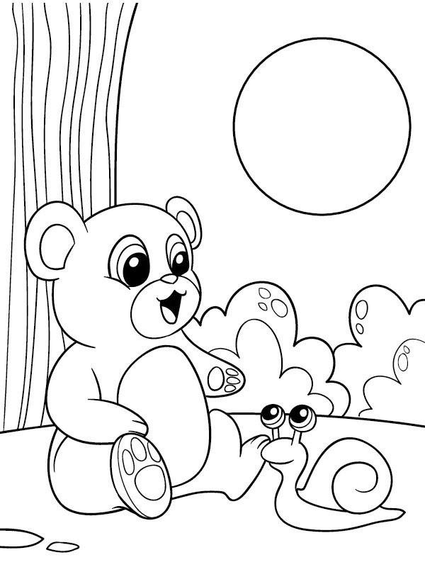 Dibujo de Oso y caracol para Colorear Dibujo de Oso y caracol para Colorear