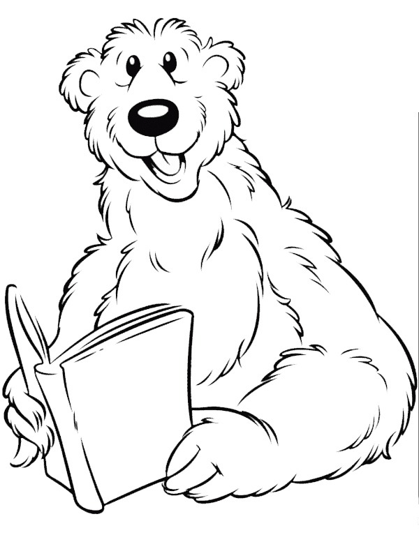 Dibujo de el oso lee un libro para Colorear