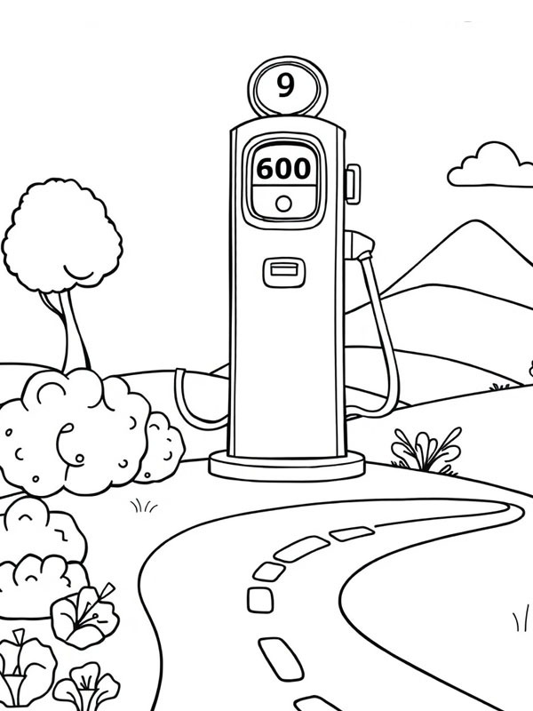 Dibujo de Gasolinera para Colorear Dibujo de Gasolinera para Colorear
