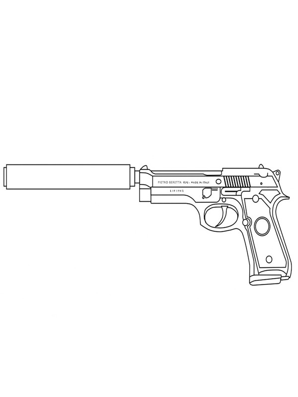 Dibujo de Pistola Beretta 92FS para Colorear
