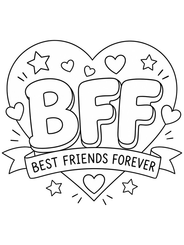 Dibujo de Corazón BFF para Colorear Dibujo de Corazón BFF para Colorear