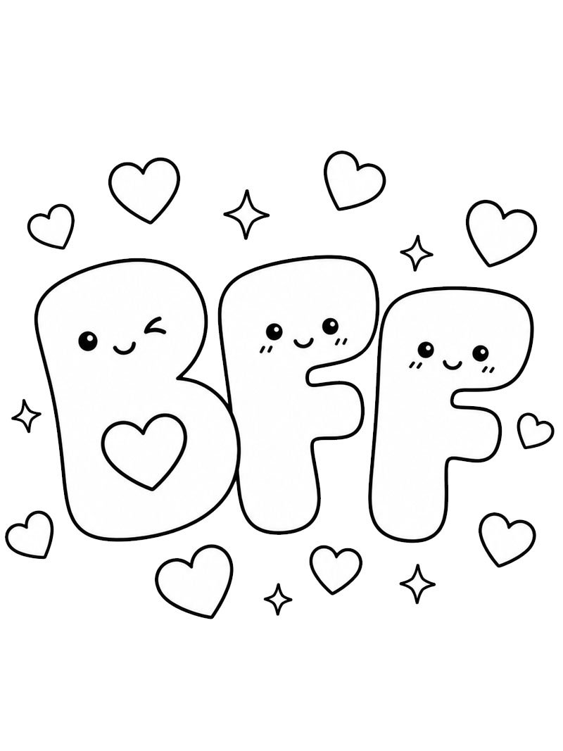 Dibujo de Letras BFF lindas para Colorear Dibujo de Letras BFF lindas para Colorear