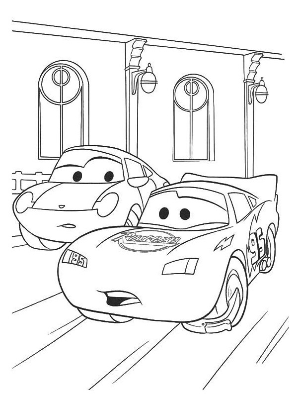 Dibujo de Rayo McQueen y Sally Carrera para Colorear Dibujo de Rayo McQueen y Sally Carrera para Colorear