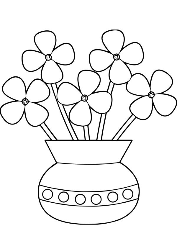Dibujo de Flores en florero para Colorear