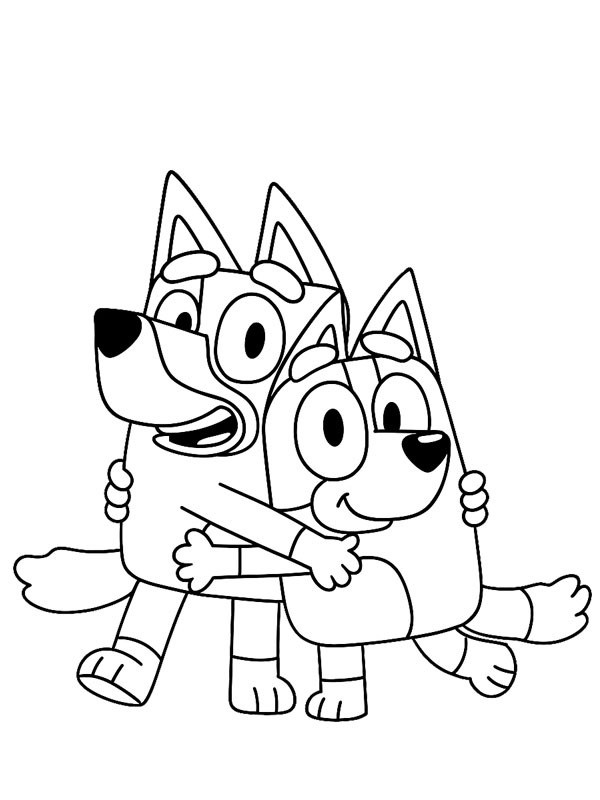 Dibujo de Bluey y Bingo para Colorear Dibujo de Bluey y Bingo para Colorear
