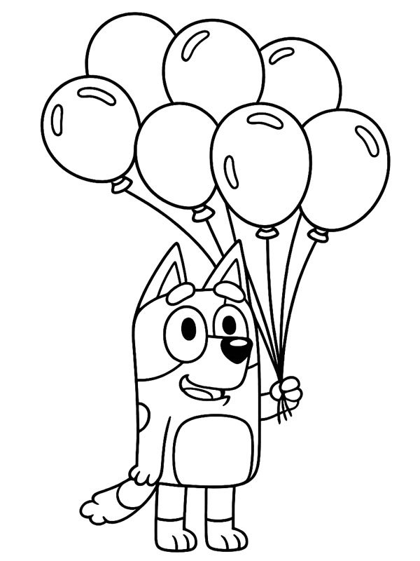 Dibujo de Bluey con globos para Colorear