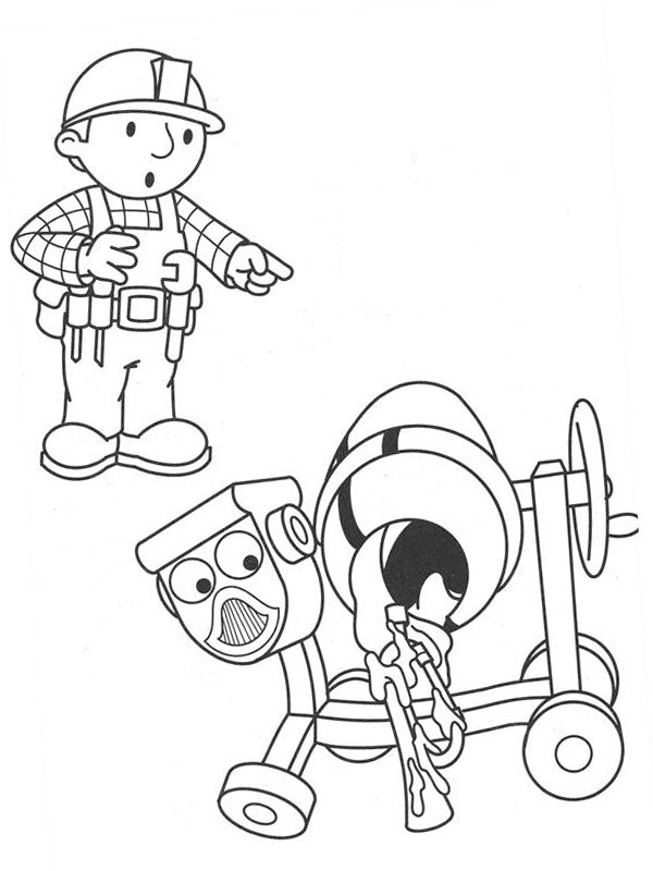 Dibujo de Bob el Constructor mira a Dizzy para Colorear Dibujo de Bob el Constructor mira a Dizzy para Colorear