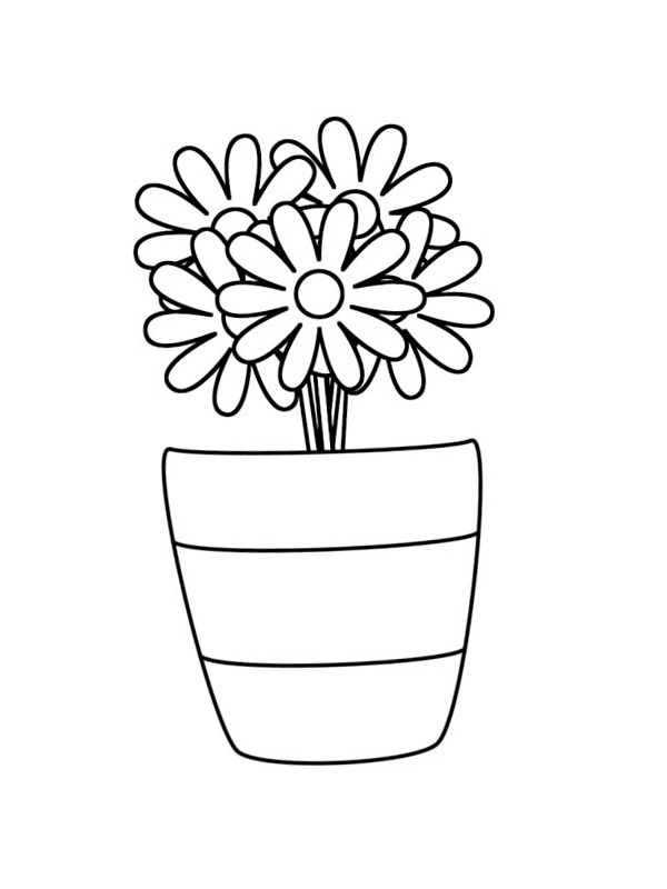 Dibujo de Ramo de margaritas en un jarrón para Colorear Dibujo de Ramo de margaritas en un jarrón para Colorear