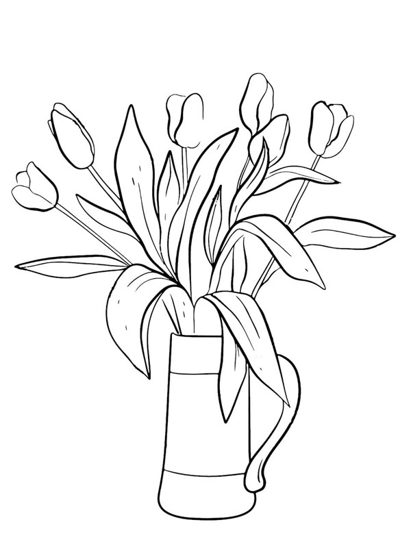 Dibujo de Bouquet Tulipanes para Colorear Dibujo de Bouquet Tulipanes para Colorear
