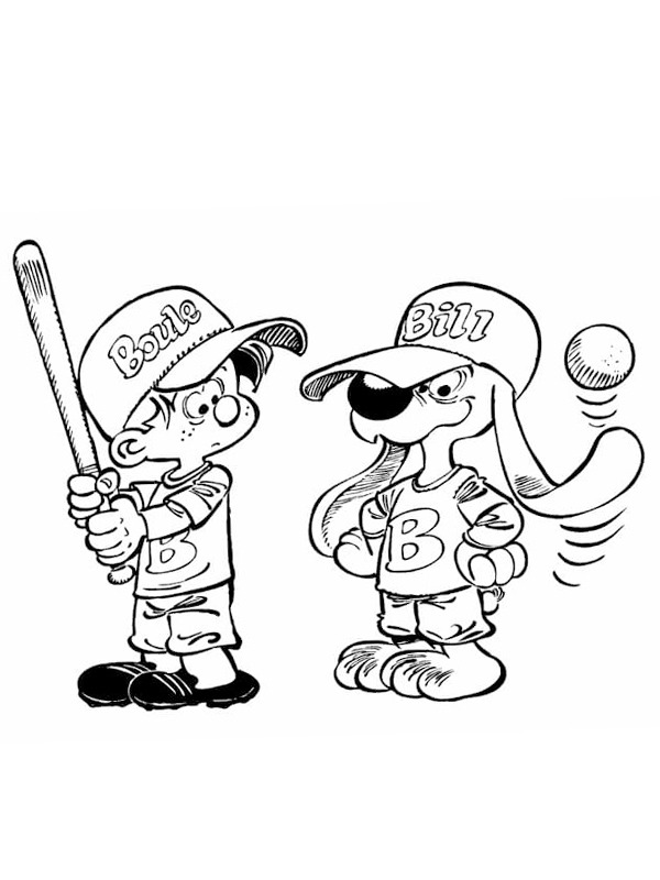 Dibujo de Bollie y Billie juegan béisbol para Colorear