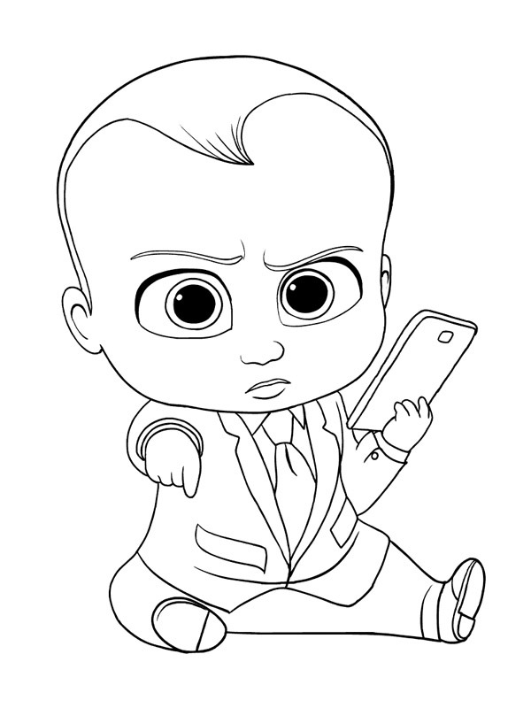 Dibujo de Baby Boss con teléfono móvil para Colorear