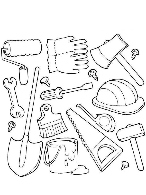 Dibujo de Herramientas de construcción para Colorear Dibujo de Herramientas de construcción para Colorear
