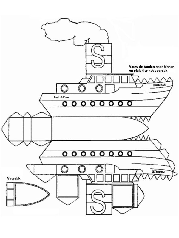 Dibujo de Hoja de construcción barco de paquetes para Colorear