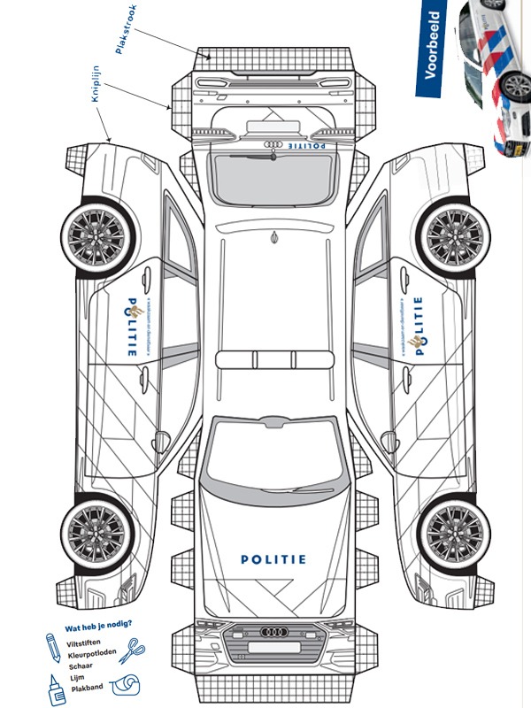 Dibujo de Hoja de construcción auto de policía para Colorear Dibujo de Hoja de construcción auto de policía para Colorear