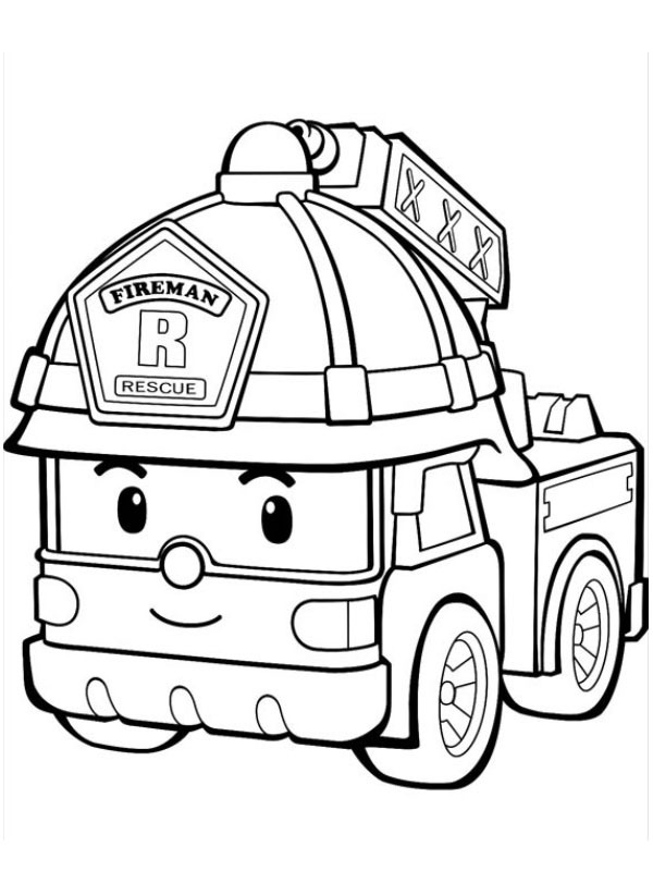 Dibujo de Camion de bomberos Roy para Colorear