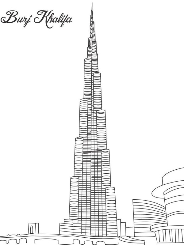 Dibujo de Burj Khalifa para Colorear