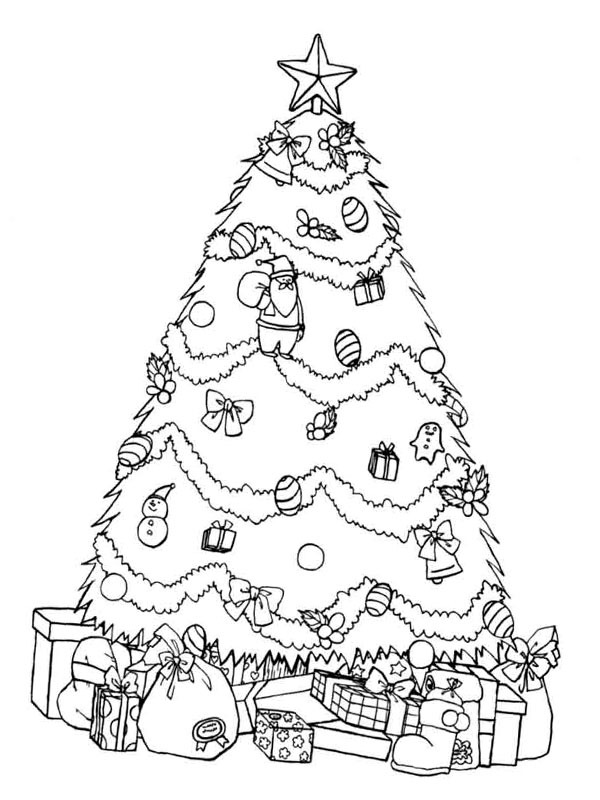 Dibujo de Regalos bajo el árbol de navidad para Colorear