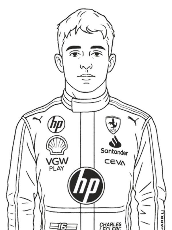 Dibujo de Charles Leclerc para Colorear Dibujo de Charles Leclerc para Colorear