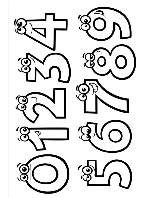 Dibujo de Números 1-9 para Colorear Dibujo de Números 1-9 para Colorear