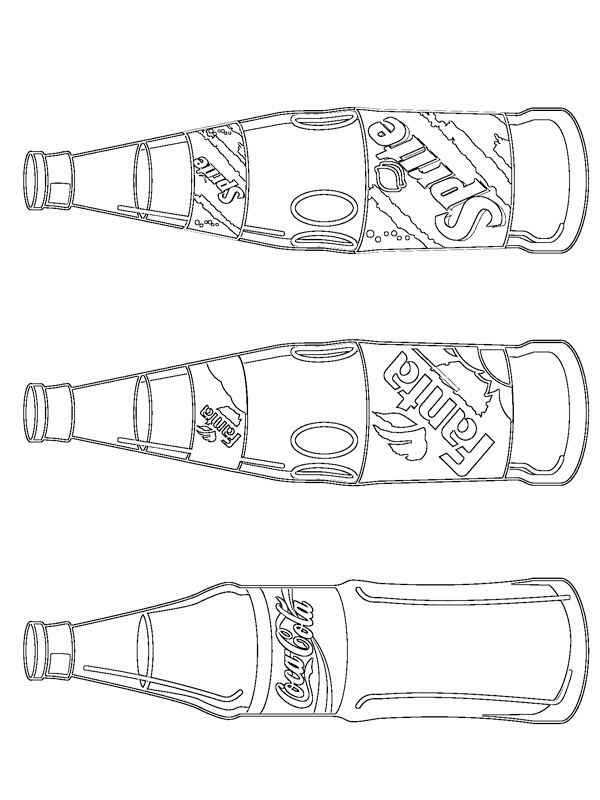 Dibujo de Botellas de fanta y sprite de Coca Cola. para Colorear Dibujo de Botellas de fanta y sprite de Coca Cola. para Colorear