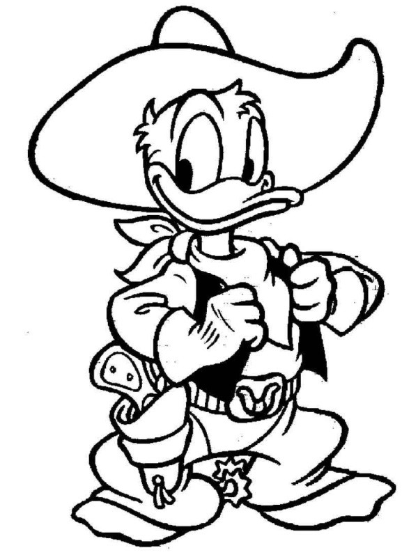 Dibujo de pato vaquero donald para Colorear