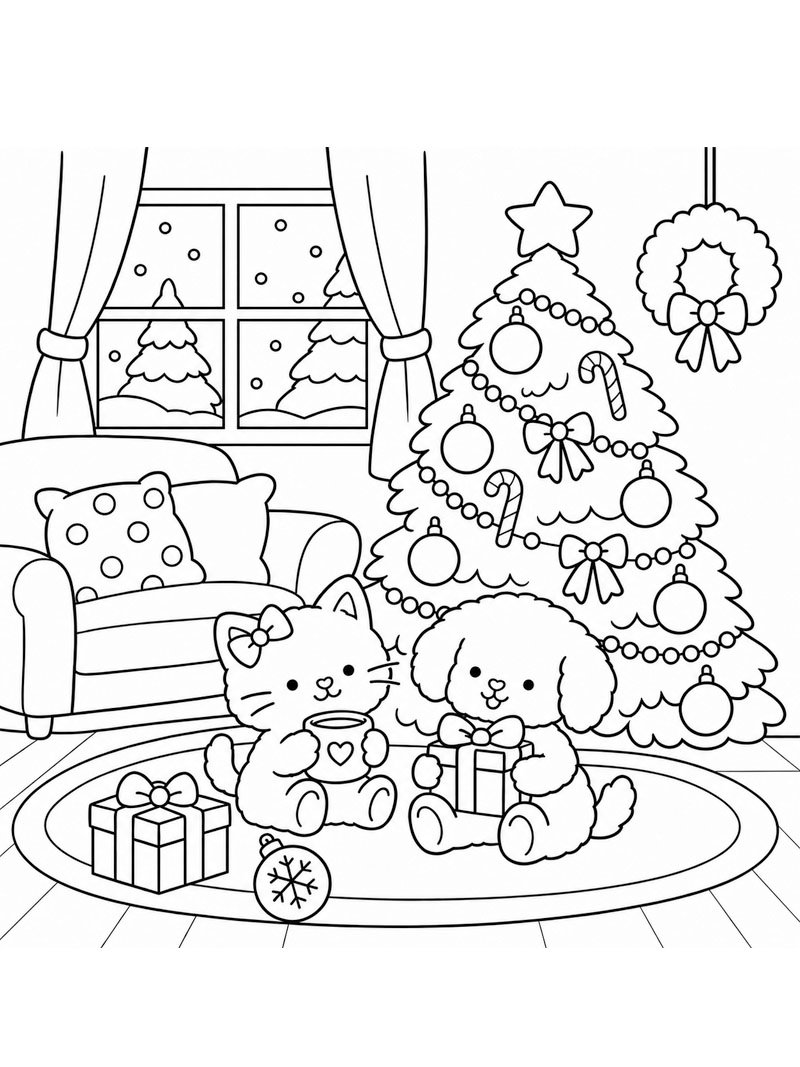 Dibujo de Cozy Navidad para Colorear Dibujo de Cozy Navidad para Colorear
