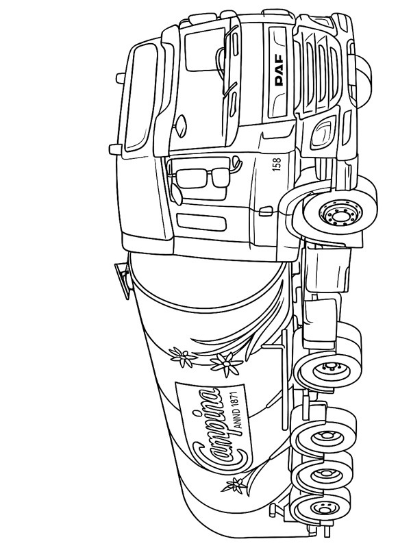 Dibujo de Camión de leche DAF para Colorear Dibujo de Camión de leche DAF para Colorear