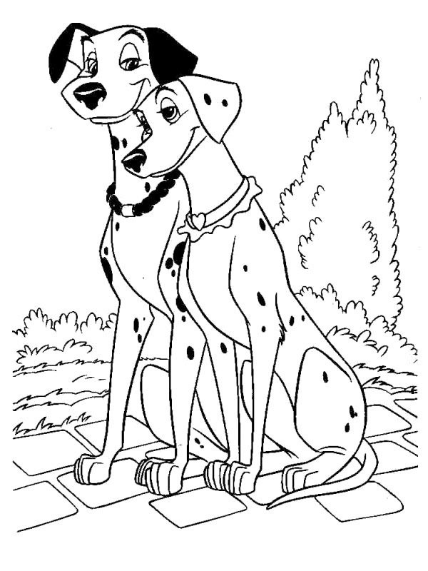 Dibujo de Dálmata Pongo y Perdy para Colorear Dibujo de Dálmata Pongo y Perdy para Colorear