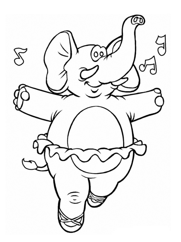 Dibujo de Elefante bailando para Colorear