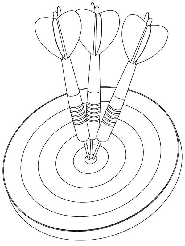 Dibujo de Tablero de dardos y dardos para Colorear