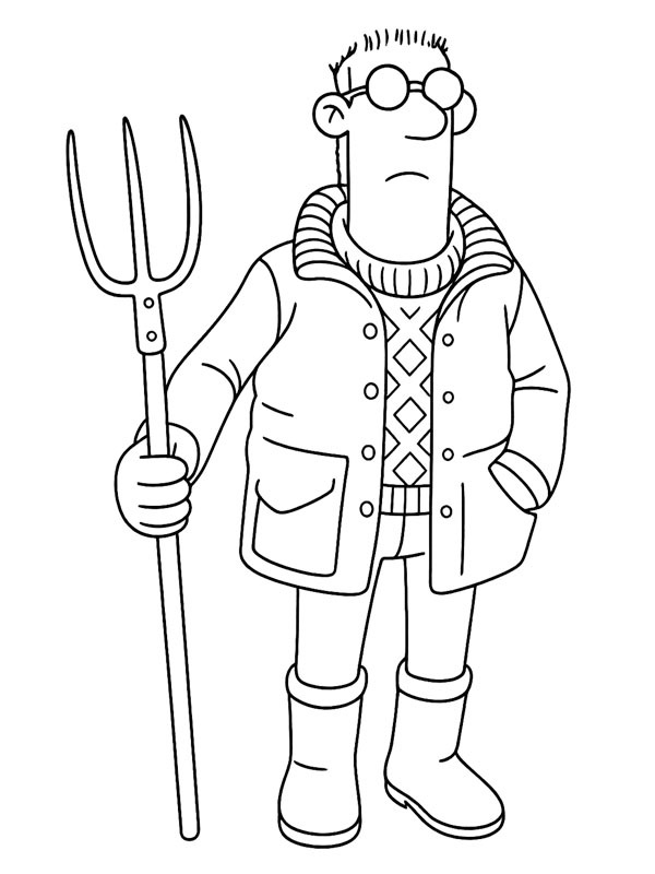 Dibujo de El granjero (La oveja Shaun) para Colorear Dibujo de El granjero (La oveja Shaun) para Colorear