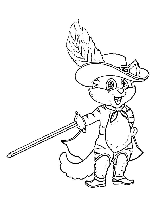 Dibujo de El gato con botas para Colorear Dibujo de El gato con botas para Colorear