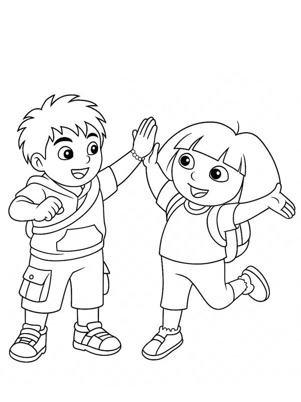 Dibujo de Diego y Dora para Colorear Dibujo de Diego y Dora para Colorear